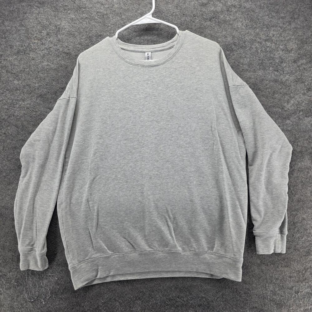Athleta Sweatshirt Womens M Gray Pullover Lightweight Stretch Crew Knit